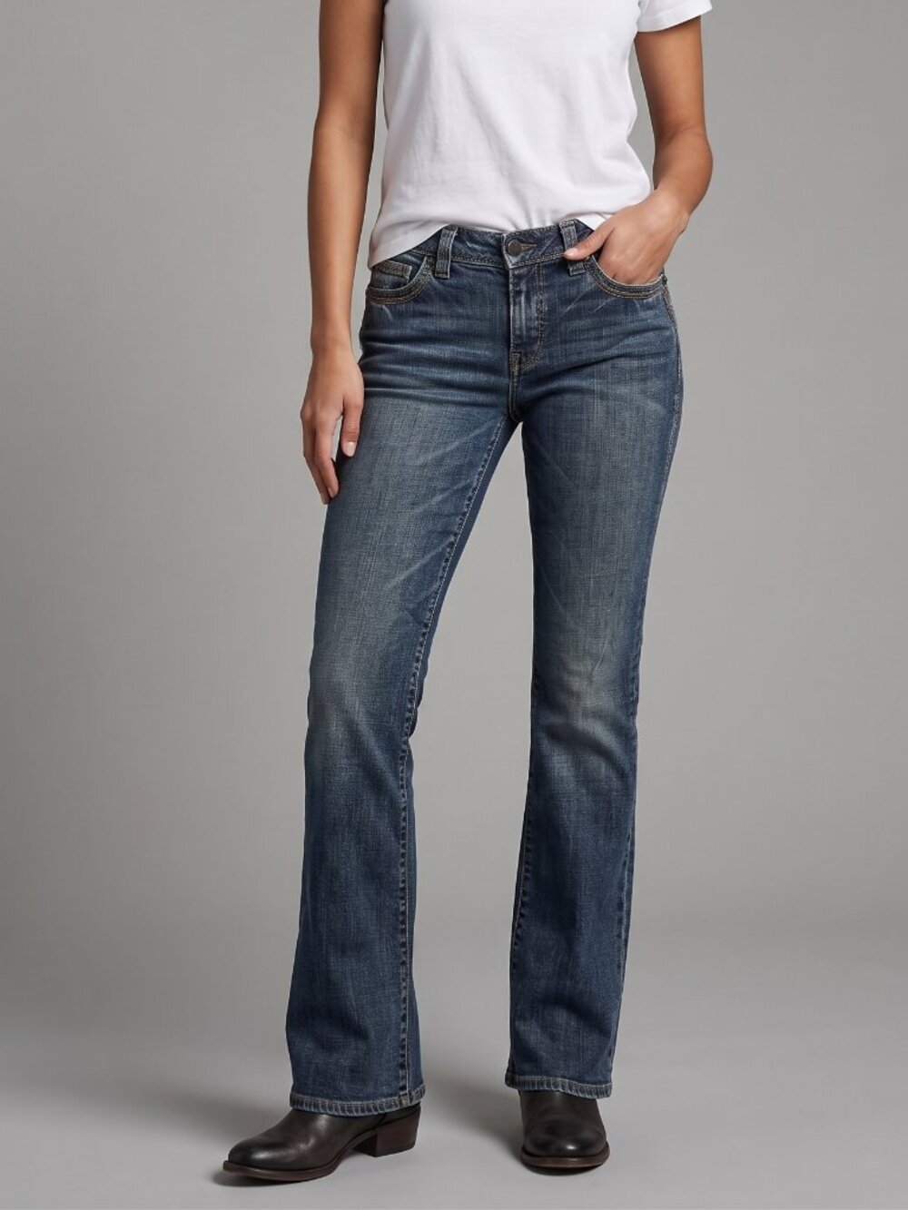 Silver Jeans Co Tina Mid Rise Bootcut Dark Wash Denim Size 31x33 Western Glove